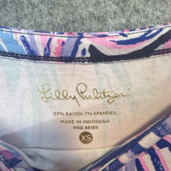 Lilly Pulitzer Dress Women Size XS Navy Long Sleeve Sophie UPF 50+ Palm Tropical - Picture 6 of 10